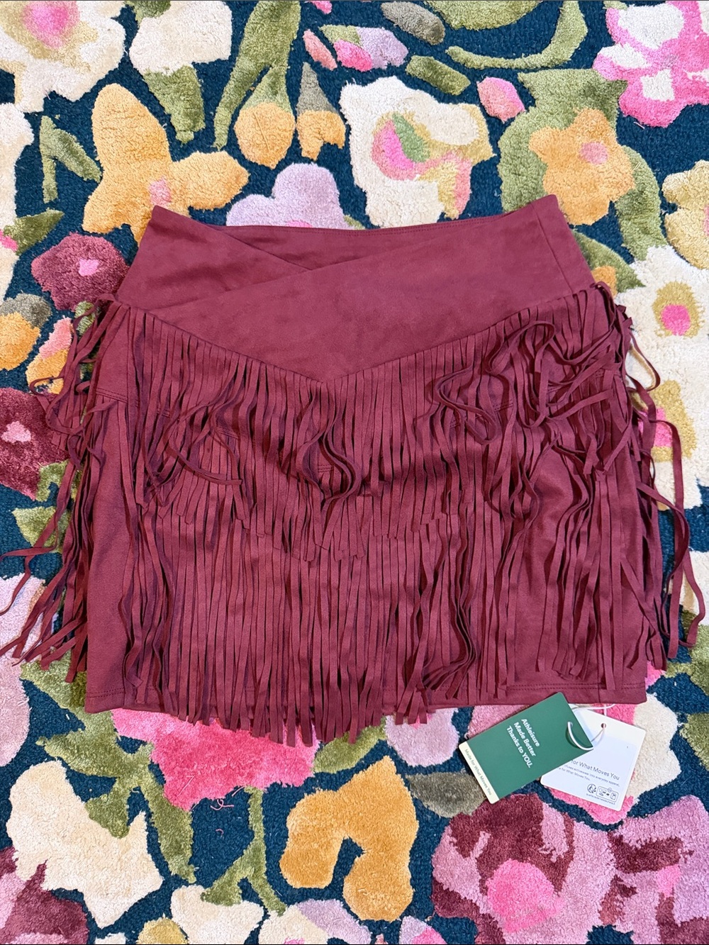 HALARA Wine Fringe Mini Skirt